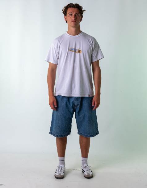 Vintage  38" Denim Hip Hop Jorts Shorts Light Blue - view 1