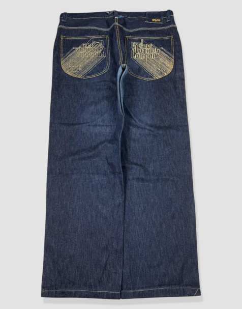 Vintage 38W 30L Enyce embroidered baggy jeans in blue - view 1