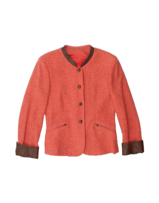 Vintage 4 Button 3/4 Sleeve Blazer Jacket UK 14 Medium In Orange