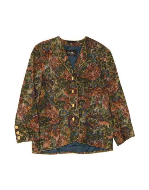 Vintage 4 Button Blazer Jacket EU 40 Medium In Green Floral