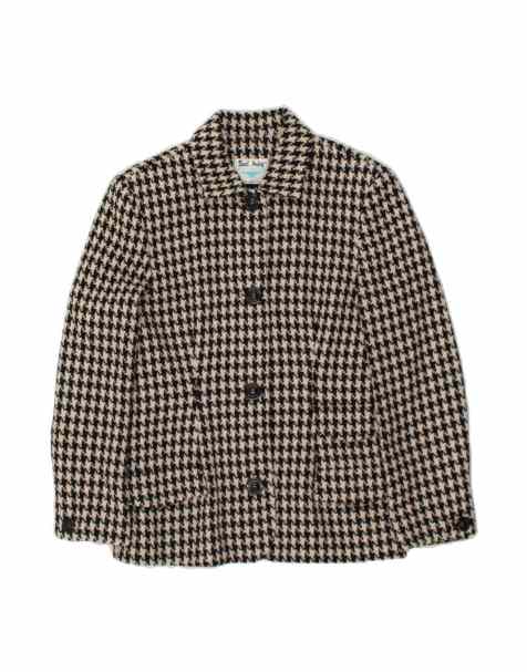 Vintage 4 Button Blazer Jacket It 44 Medium In Black Houndstooth - view 1