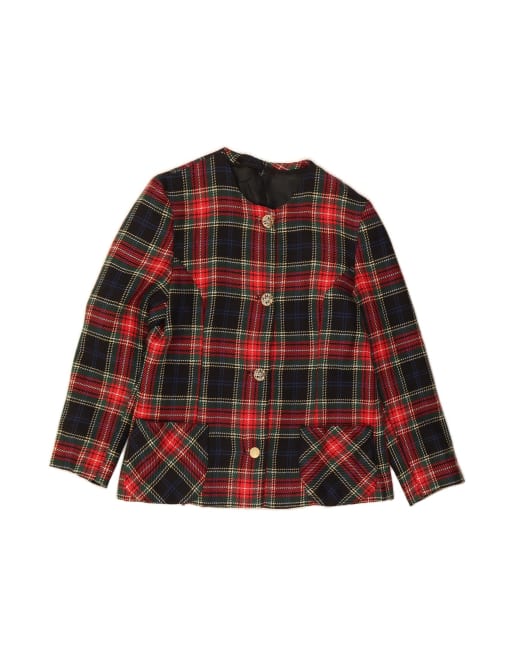 Vintage 4 Button Blazer Jacket UK 12 Medium In Red Check
