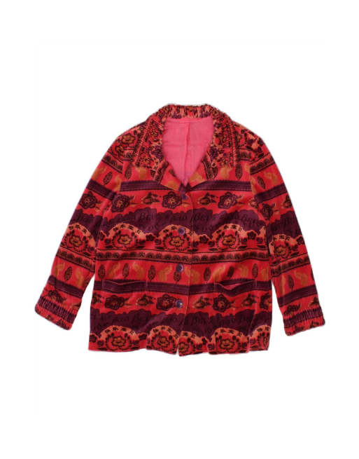 Vintage 4 Button Blazer Jacket UK 12 Medium In Red Floral