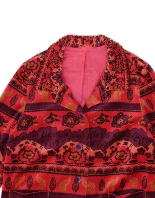 Vintage 4 Button Blazer Jacket UK 12 Medium In Red Floral, 3 of 4
