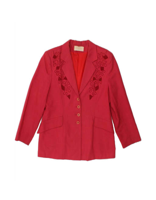 Vintage 4 Button Blazer Jacket UK 14 Large In Pink Floral