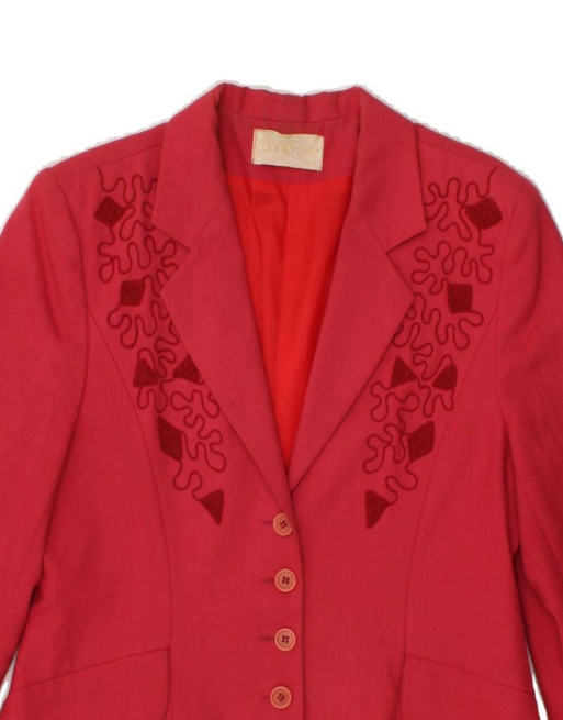 Vintage 4 Button Blazer Jacket UK 14 Large In Pink Floral, 3 of 4