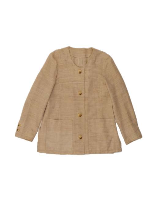 Vintage 4 Button Blazer Jacket UK 14 Medium In Beige