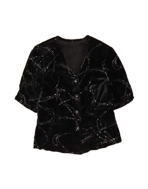 Vintage 4 Button Blazer Jacket UK 14 Medium In Black Retro - view 1