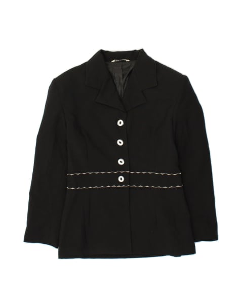 Vintage 4 Button Blazer Jacket UK 14 Medium In Black - view 1
