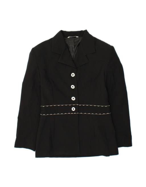 Vintage 4 Button Blazer Jacket UK 14 Medium In Black