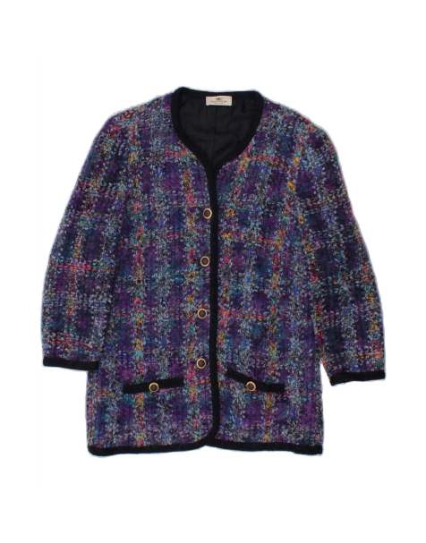 Vintage 4 Button Blazer Jacket UK 14 Medium In Purple Floral - view 1
