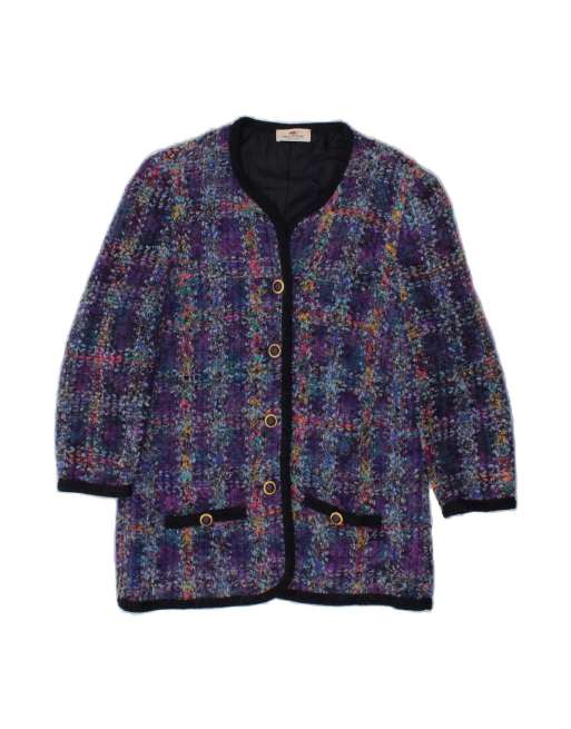 Vintage 4 Button Blazer Jacket UK 14 Medium In Purple Floral