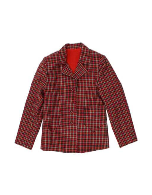 Vintage 4 Button Blazer Jacket UK 14 Medium In Red Check