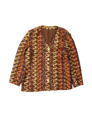 Vintage 4 Button Blazer Jacket UK 18 XL In Brown Chevron