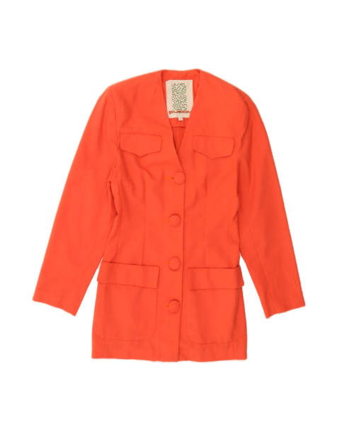 Vintage 4 Button Longline Blazer Jacket UK 10 Small In Orange - view 1