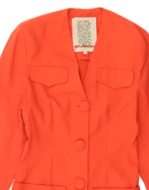 Vintage 4 Button Longline Blazer Jacket UK 10 Small In Orange, 3 of 4
