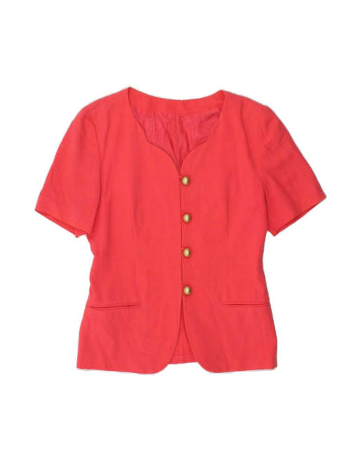 Vintage 4 Button Short Sleeve Blazer Jacket It 46 Large In Red