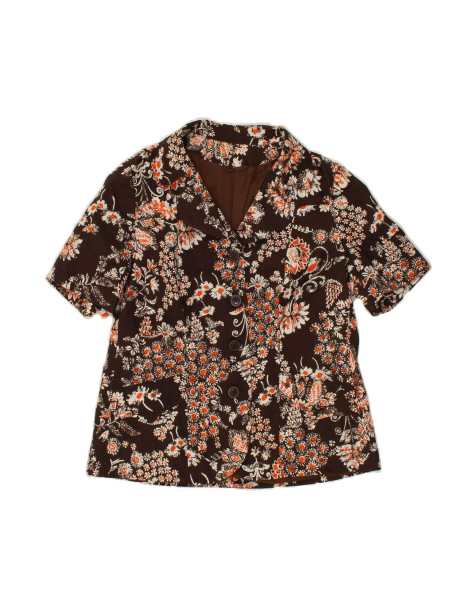 Vintage 4 Button Short Sleeve Blazer Jacket UK 12 Medium In Brown - view 1