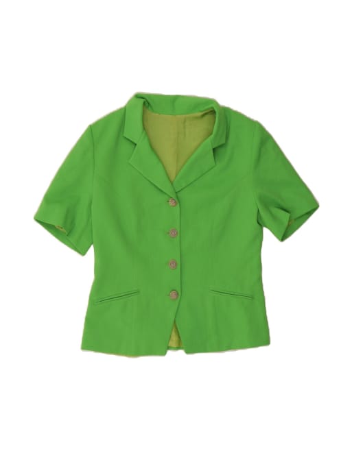 Vintage 4 Button Short Sleeve Blazer Jacket UK 14 Large In Green