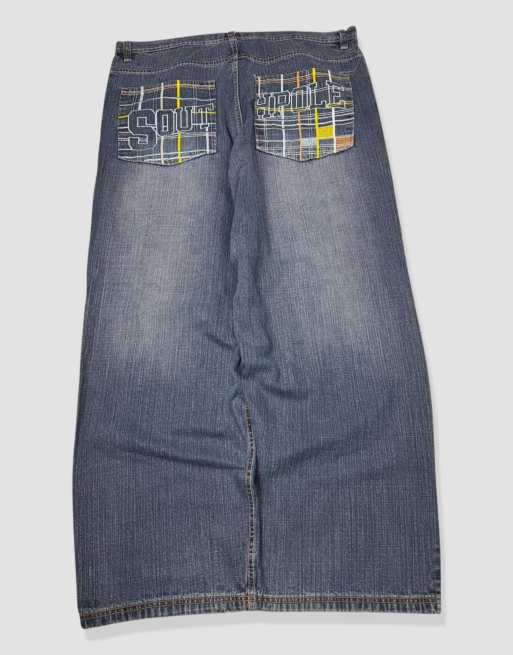 Vintage 40W 32L Southpole embroidered baggy jeans in blue