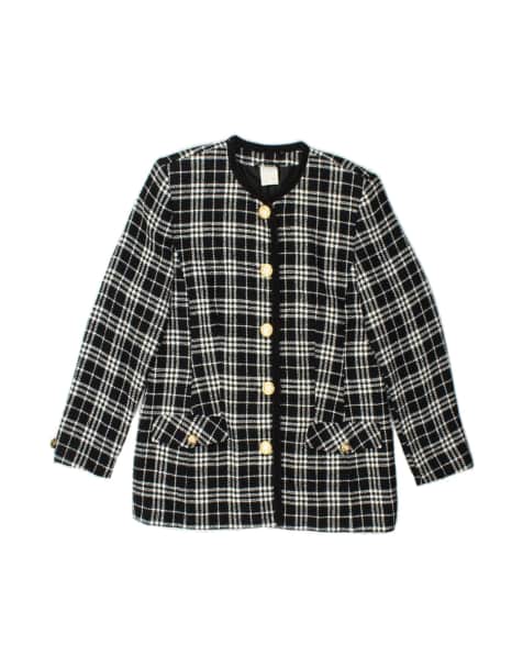 Vintage 5 Button Blazer Jacket EU 40/42 Large In Black Check - view 1