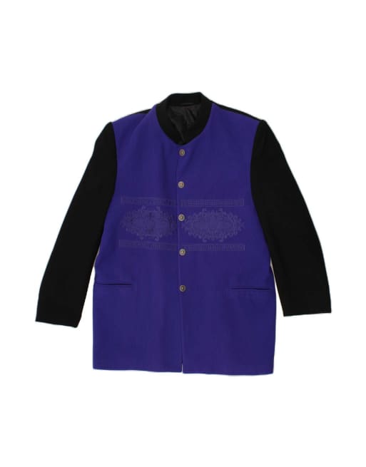 Vintage 5 Button Blazer Jacket It 50 XL In Blue Colourblock