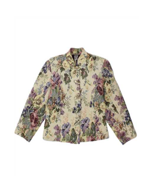 Vintage 5 Button Blazer Jacket UK 12 Medium In Green Floral