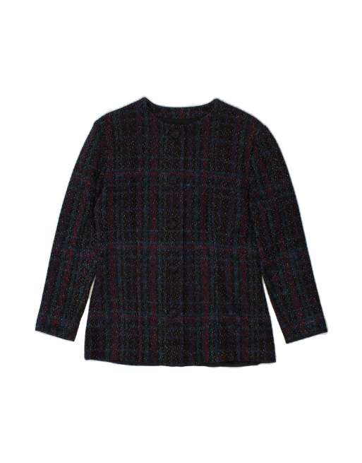 Vintage 5 Button Blazer Jacket UK 12 Medium In Multicoloured Check