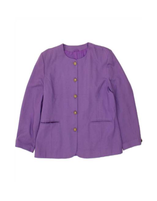 Vintage 5 Button Blazer Jacket UK 14 Large In Purple
