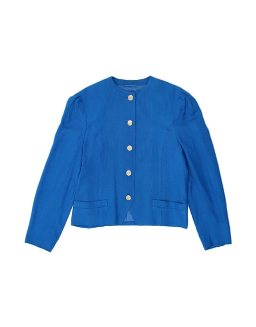 Vintage 5 Button Blazer Jacket UK 14 Medium In Blue