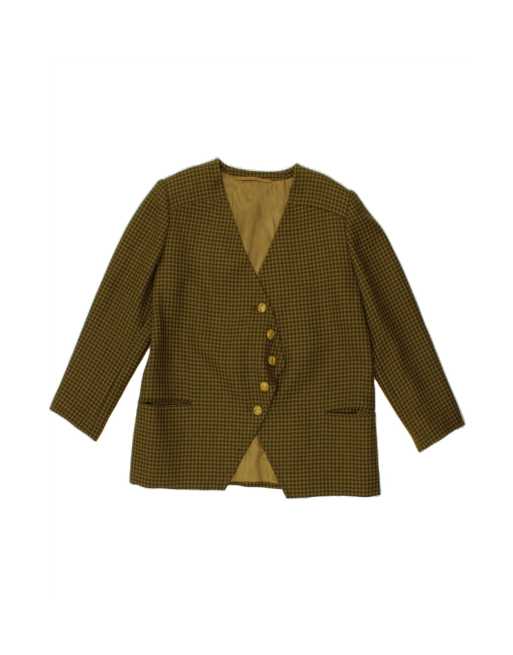 Vintage 5 Button Blazer Jacket UK 18 XL In Khaki Houndstooth