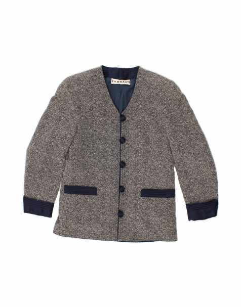 Vintage 5 Button Blazer Jacket UK 8 Small In Grey Flecked - view 1