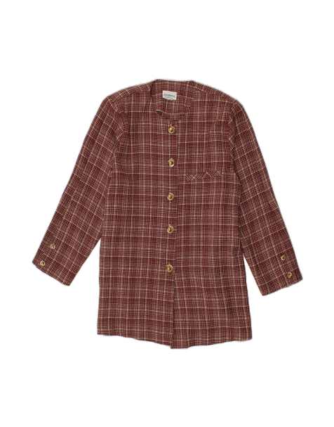 Vintage 5 Button Longline Blazer Jacket UK 18 XL In Burgundy Check - view 1
