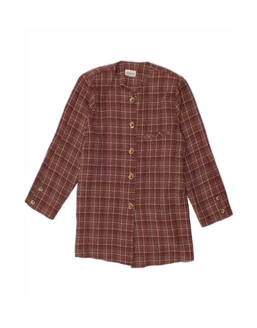 Vintage 5 Button Longline Blazer Jacket UK 18 XL In Burgundy Check