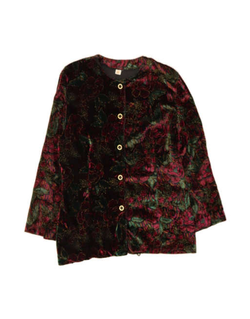 Vintage 5 Button Velvet Blazer Jacket It 50 XL In Multicoloured Floral
