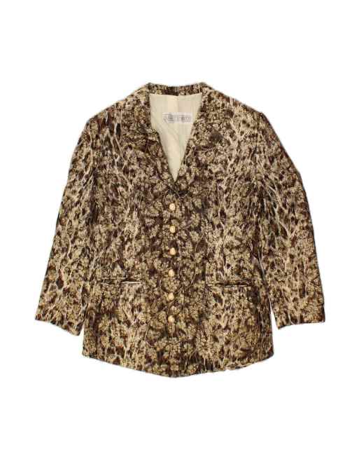 Vintage 6 Button Blazer Jacket It 42 Medium In Brown Animal Print