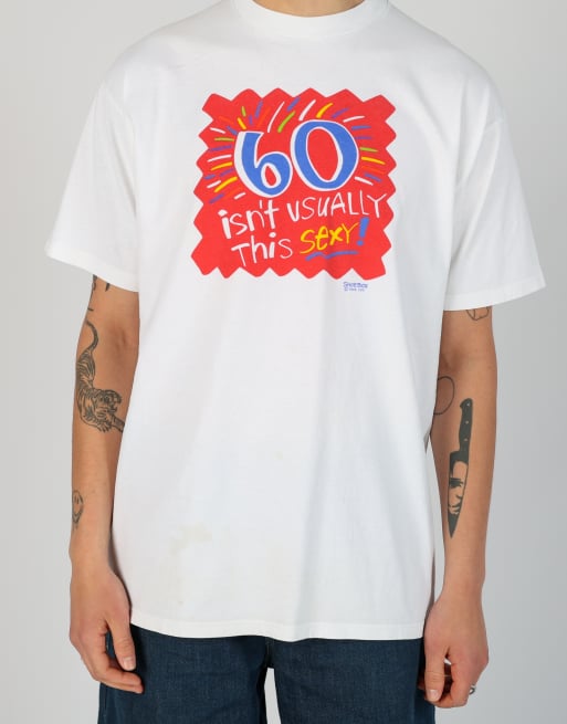 Vintage 60 isn't usually This Sexy! xl t-shirt in white, 4 of 4