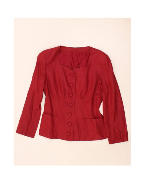 Vintage 7 Button Blazer Jacket It 44 Medium In Red Linen - view 1