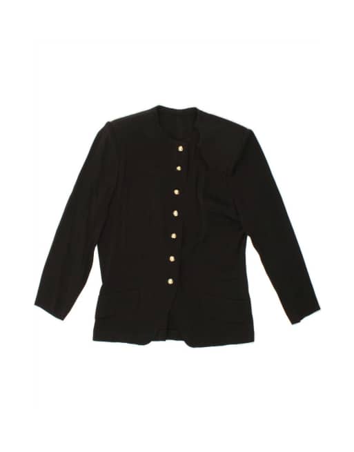 Vintage 7 Button Blazer Jacket UK 8 Small In Black