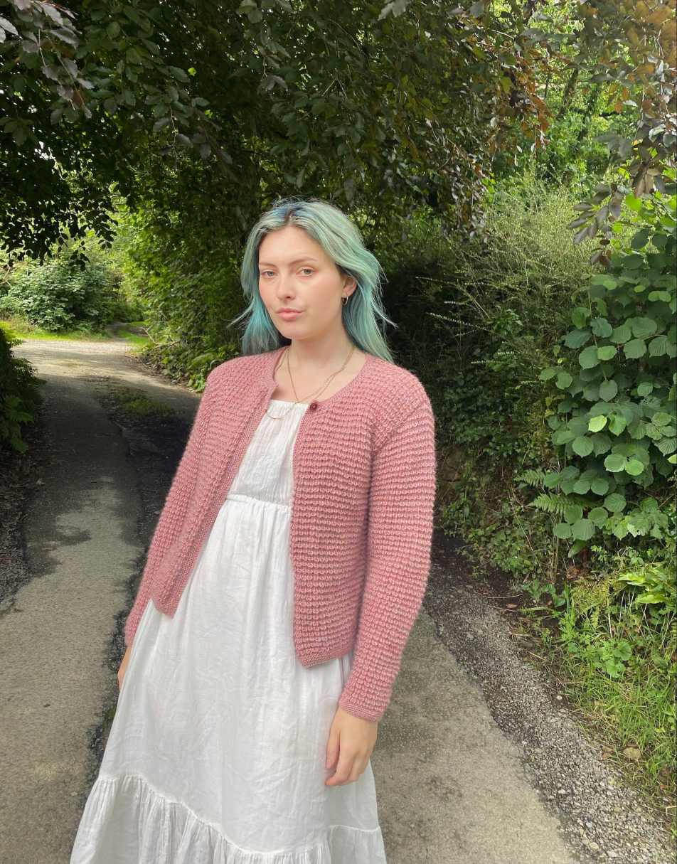 Vintage 70s Wool Size S Chunky Knitted Cardigan in Pink