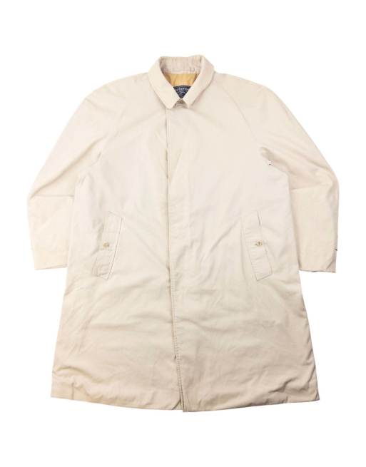 Vintage 80s Burberry Nova Check Lined Trench Jacket Size XL in Cream