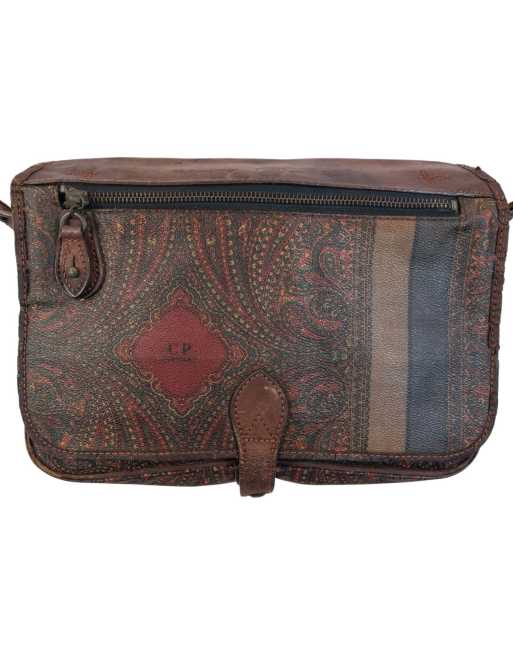 Vintage 80s CP Company Leather Paisley Crossbody Bag, 2 of 7