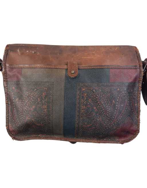 Vintage 80s CP Company Leather Paisley Crossbody Bag, 3 of 7