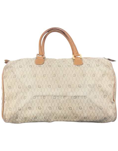 Vintage 80s Dior Monogram Luggage Bag in Beige - view 1