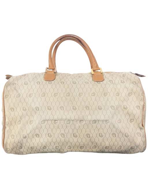 Vintage 80s Dior Monogram Luggage Bag in Beige