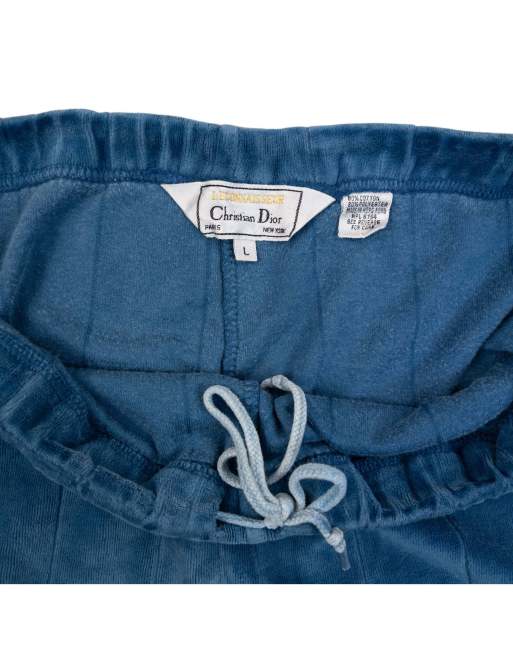 Vintage 80s Dior Velour Joggers Size L in Blue, 5 of 7