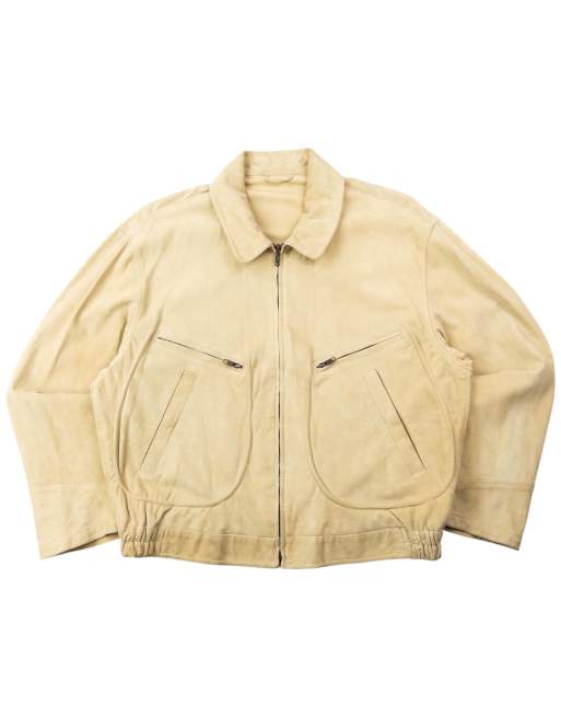 Vintage 80s Emporio Armani Suede Jacket Size S in Beige