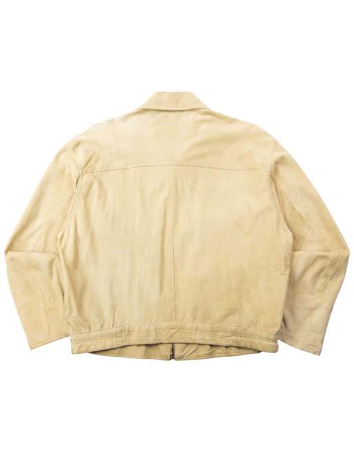 Vintage 80s Emporio Armani Suede Jacket Size S in Beige | ASOS