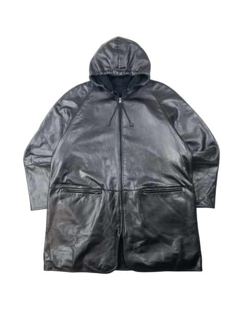 Vintage 80s Emporio Armani Zip Up Leather Jacket Size XL in Black - view 1