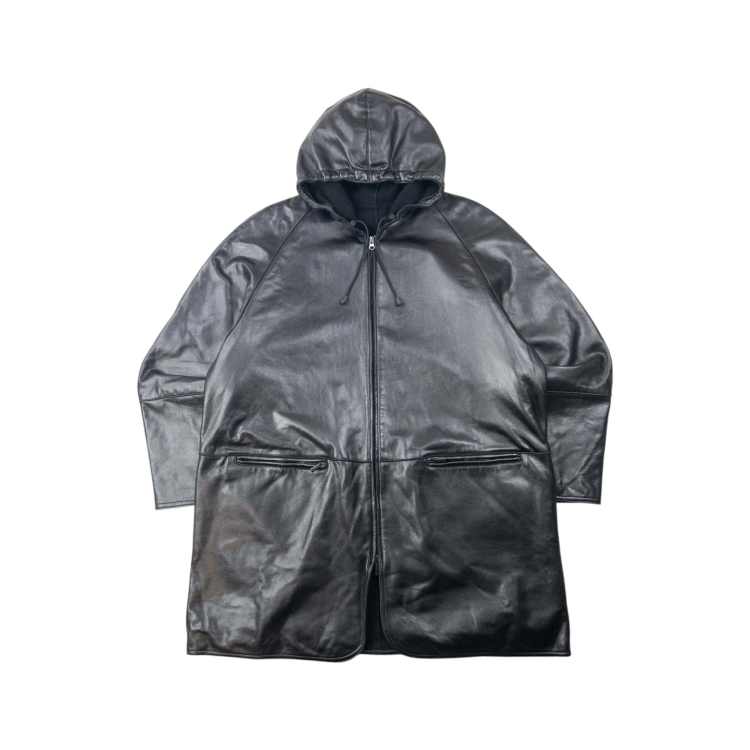Vintage 80s Emporio Armani Zip Up Leather Jacket Size XL in Black
